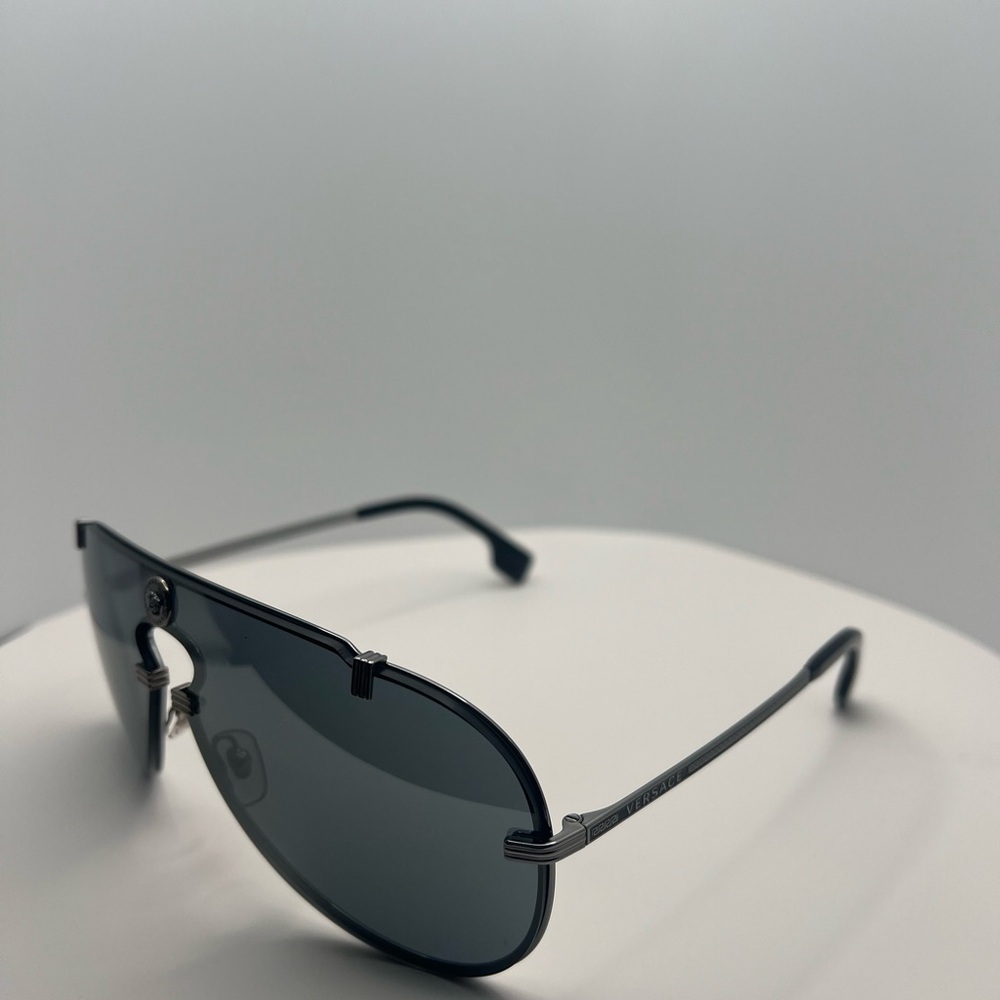 Versace Dark Gray Aviator Sunglasses - image 2